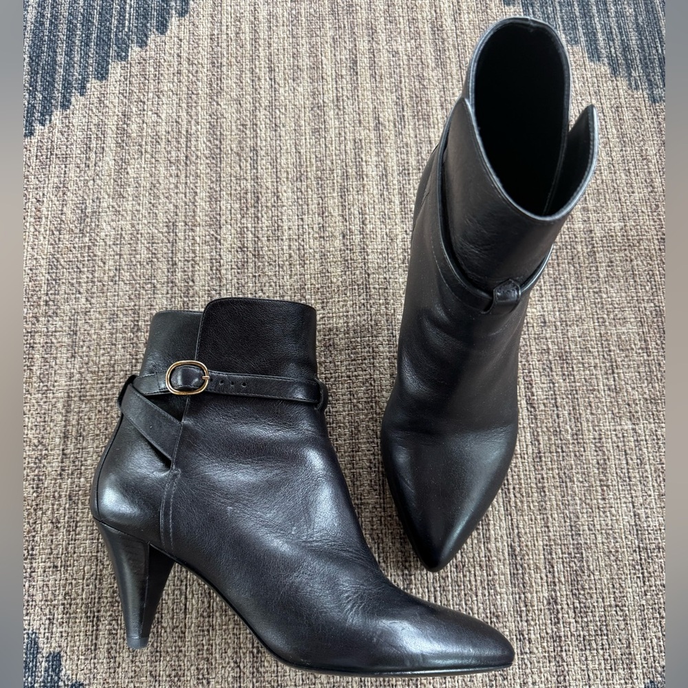 Celine Black Leather Heeled Boots